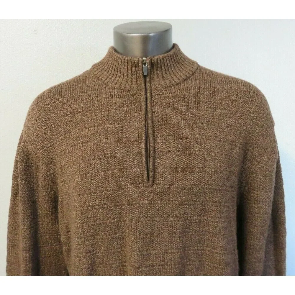 Mens‎ The Territory Ahead Brown 1/2 Zip Sweater Pullover Wool Size 2XL XXL
